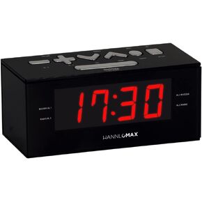 HANNLOMAX HX-144CR Alarm Clock Radio, PLL AM/FM Radio, 1.2" Blue LED Display, Digital Clock with Dual Alarm