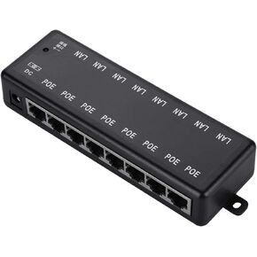 ASHATA POE Power Supply,DC12V-48V 8 Interfaces Passive PoE Adapter Power Over Ethernet POE Power Supply Module Injector