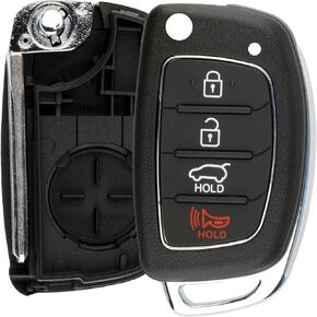 2X KeylessOption Keyless Entry Remote Car Key Fob Shell Case 4-Button Flip Replacement for 2013 2014 2015 2016 2017 2018 2019 Hyundai Santa Fe Tucson (TQ8-RKE-3F04, TQ8-RKE-4F31, TQ8-RKE-4F25)