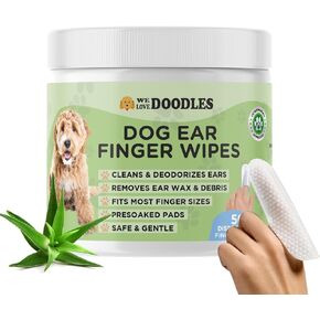 We Love Doodles Dog Ear Wipes - Pre Soaked Finger Ear Wipes for Dogs, Safe & Gentle Ear Cleaner for Dogs, Cleans & Deodorizes, Pet Wipes for Dogs, Dog Cleaning Wipes for Easy Grooming, 50pcs