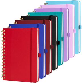 Lined Spiral Journal Notebook for Work - 100 GSM Thick Paper, 8 Pack A5 Hardcover Journaling Notebooks for Writing, Note Taking, Travel, School, College Ruled Journals Diary Notepad, 5.4"x8.1"