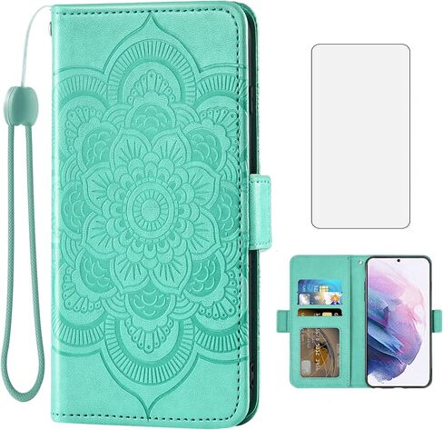 Asuwish Compatible with Samsung Galaxy S22 Plus 5G Wallet Case and Tempered Glass Screen Protector Flip Card Holder Cell Phone Cover for Gaxaly S22+5G Galaxies S22plus 22S + S 22 22+ G5 Women Green in Saudi Arabia