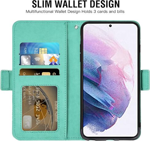 Asuwish Compatible with Samsung Galaxy S22 Plus 5G Wallet Case and Tempered Glass Screen Protector Flip Card Holder Cell Phone Cover for Gaxaly S22+5G Galaxies S22plus 22S + S 22 22+ G5 Women Green in Saudi Arabia