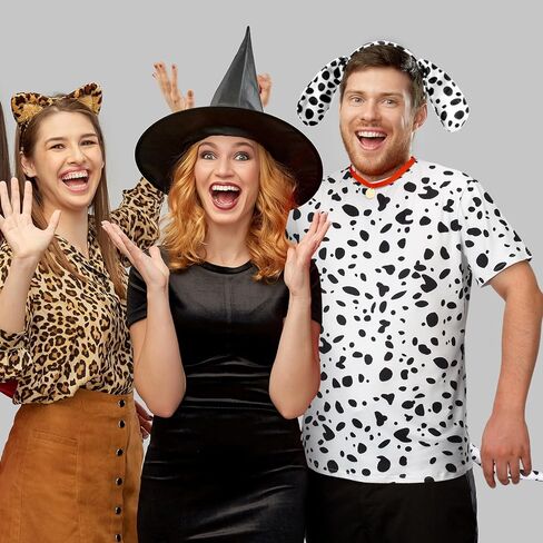 Toulite 4 Pcs Dog Dalmatian Costume for Adult Include Shirt Leather Collar Dog Ears Headband Tail Halloween Cosplay Party in Saudi Arabia
