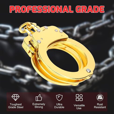 Double Lock Handcuffs, Adjustable Heavy Duty Steel Wrist Cuffs with 2 Keys & Handcuffs Holster in Police Edition Professional Grade - Gold Plating in Saudi Arabia