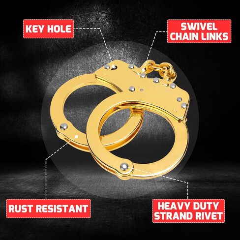 Double Lock Handcuffs, Adjustable Heavy Duty Steel Wrist Cuffs with 2 Keys & Handcuffs Holster in Police Edition Professional Grade - Gold Plating in Saudi Arabia
