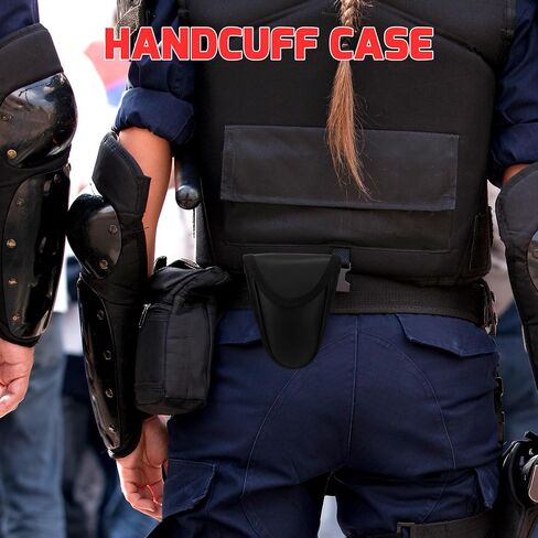 Double Lock Handcuffs, Adjustable Heavy Duty Steel Wrist Cuffs with 2 Keys & Handcuffs Holster in Police Edition Professional Grade - Gold Plating in Saudi Arabia
