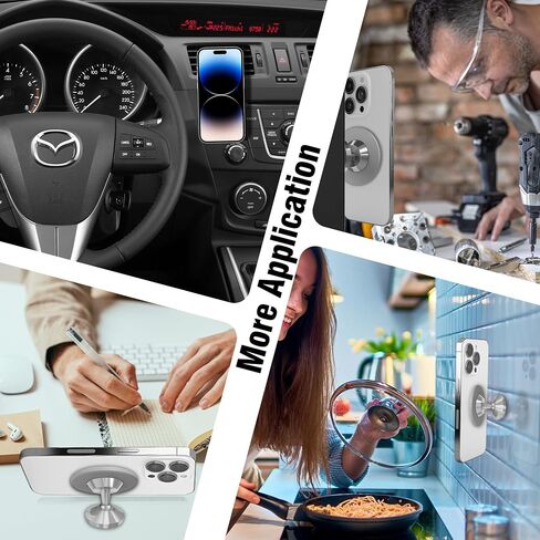 Gym Magnetic Phone Holder, Double-Sided Strong Magnetic Phone Mount, Attaches to Any Metal Surface, Compatible with All Phone Models, Perfect for Video Recording - Silver in Saudi Arabia