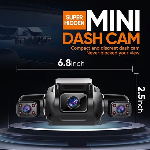 HUPEJOS 360° Dash Cam, 4 Channel Camera 2K Front +1080P*3 Left Right Rear, 5GHz WiFi GPS 4K Dash Camera for Cars, Voice Control, Front 4K+1080P*2,128GB Card, CPL Filter,24Hrs Parking Mode(V8 Plus) in Kuwait