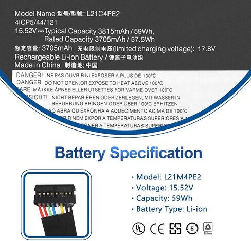 ANTIEE L21M4PE2 L21C4PE2 L21D4PE1 Laptop Battery Replacement for Lenovo Yoga 6-13ABR8 Yoga 6-13ALC7 L21L4PE2 SB11F29412 5B11F29411 SB11F29410 5B11F29414 SB11F29418 5B11F29421 15.52V 59Wh 3815mAh in Saudi Arabia