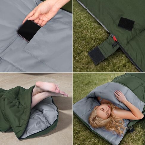 Envelope Sleeping Bag 3 Season Warm Weather Portable Compact Sleeping Bags for Adult Kids with Carry Bag for Camping Hiking Backpacking and Outdoors 59℉-77℉ in Kuwait