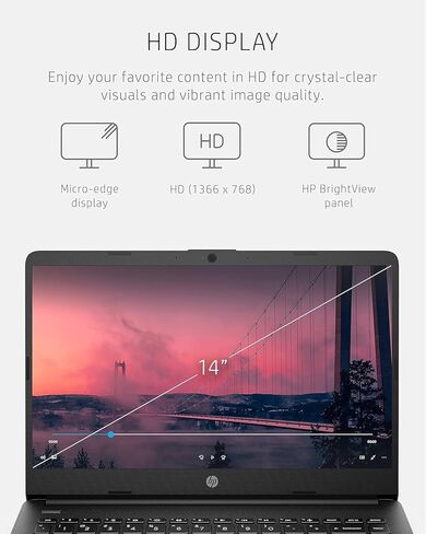 HP 14 Laptop • Back to School Limited Edition with Microsoft 365 • 4-Core Intel CPU • 32GB RAM •1600GB Storage (64GB OnBoard + 512GB External + 1TB OneDrive) • Pink • w/WOWPC Bundle • Win 11 in Saudi Arabia