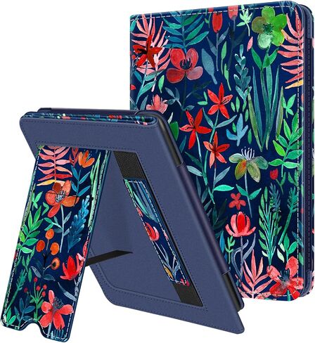 Fintie Stand Case for 6.8" Kindle Paperwhite (11th Generation-2021) and Kindle Paperwhite Signature Edition - Premium PU Leather Sleeve Cover with Card Slot and Hand Strap, Spring Bloom in Kuwait
