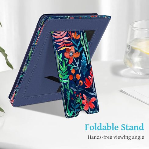 Fintie Stand Case for 6.8" Kindle Paperwhite (11th Generation-2021) and Kindle Paperwhite Signature Edition - Premium PU Leather Sleeve Cover with Card Slot and Hand Strap, Spring Bloom in Kuwait