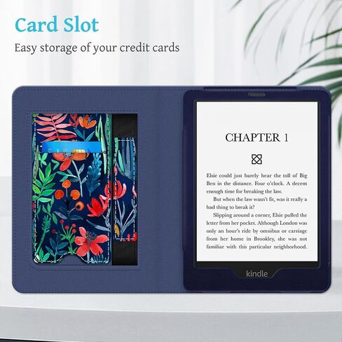 Fintie Stand Case for 6.8" Kindle Paperwhite (11th Generation-2021) and Kindle Paperwhite Signature Edition - Premium PU Leather Sleeve Cover with Card Slot and Hand Strap, Spring Bloom in Kuwait