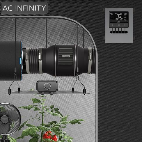 AC انفينيتي مروحة تبريد صامتة T12 من كلاودلاين مقاس 12 انش مع جهاز تحكم في درجة الحرارة والرطوبة وتطبيق بلوتوث - مروحة عادم للتهوية للتدفئة والتبريد وخيام النمو والزراعة المائية in Kuwait