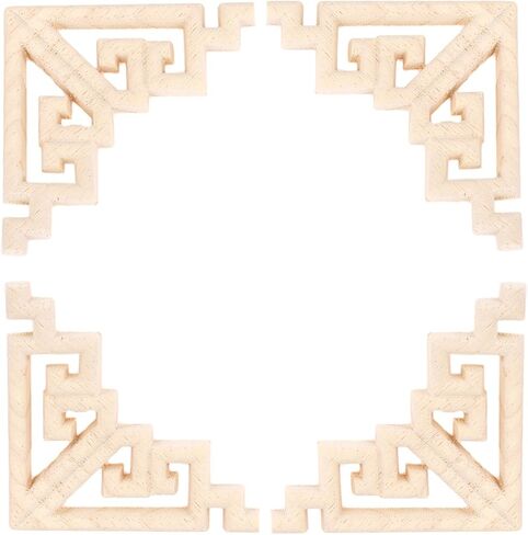 MUXSAM Wood Carved Appliques Onlays, 4-Pack Unpainted Corner Wooden Carvings embellishments for Mirror Dresser Vanity Cabinet Mantel Picture Frame Update Furniture Decals, 6.5x6.5cm/2.56x2.56in in Saudi Arabia