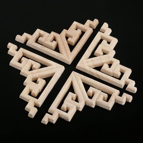 MUXSAM Wood Carved Appliques Onlays, 4-Pack Unpainted Corner Wooden Carvings embellishments for Mirror Dresser Vanity Cabinet Mantel Picture Frame Update Furniture Decals, 6.5x6.5cm/2.56x2.56in in Saudi Arabia
