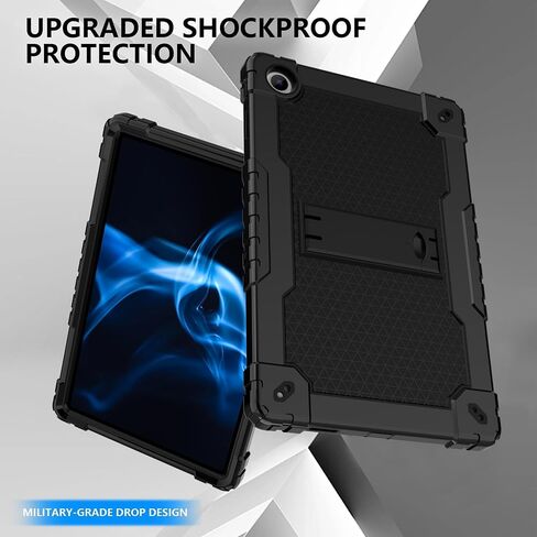 حافظة Onn 11 Tablet Pro مع واقي شاشة من الزجاج المقسى، غطاء حماية SOATUTO مع مسند مدمج بحزام الكتف، حافظة لجهاز Onn Tablet Pro 11 2023 الموديل: 100110027 (أسود + أسود/1 قطعة) in Saudi Arabia