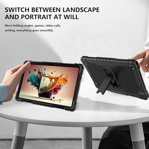 حافظة Onn 11 Tablet Pro مع واقي شاشة من الزجاج المقسى، غطاء حماية SOATUTO مع مسند مدمج بحزام الكتف، حافظة لجهاز Onn Tablet Pro 11 2023 الموديل: 100110027 (أسود + أسود/1 قطعة) in Saudi Arabia
