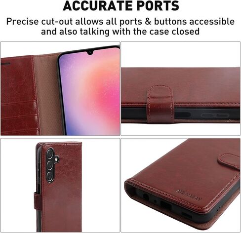 حافظة محفظة MONASAY متوافقة مع هاتف Galaxy A24 4G، [RFID Blocking] غطاء هاتف خلوي من الجلد القابل للطي مع حامل بطاقة الائتمان، عنابي in Saudi Arabia