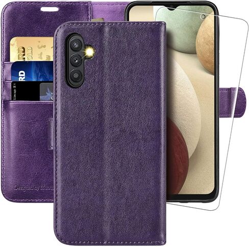 حافظة محفظة MONASAY متوافقة مع هاتف Galaxy A24 4G، [RFID Blocking] غطاء هاتف خلوي من الجلد القابل للطي مع حامل بطاقة الائتمان، عنابي in Saudi Arabia