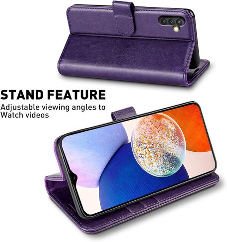 حافظة محفظة MONASAY متوافقة مع هاتف Galaxy A24 4G، [RFID Blocking] غطاء هاتف خلوي من الجلد القابل للطي مع حامل بطاقة الائتمان، عنابي in Saudi Arabia