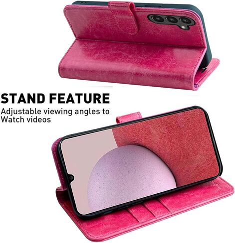 حافظة محفظة MONASAY متوافقة مع هاتف Galaxy A24 4G، [RFID Blocking] غطاء هاتف خلوي من الجلد القابل للطي مع حامل بطاقة الائتمان، عنابي in Kuwait