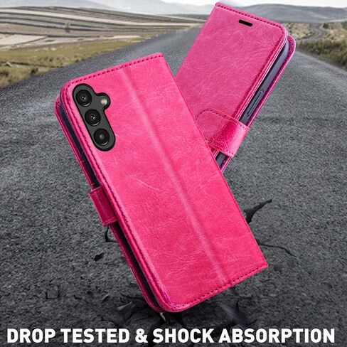 حافظة محفظة MONASAY متوافقة مع هاتف Galaxy A24 4G، [RFID Blocking] غطاء هاتف خلوي من الجلد القابل للطي مع حامل بطاقة الائتمان، عنابي in Kuwait