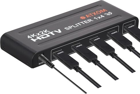 موزع HDMI ATXOM 1 في 2 مخرج - 1 × 2 شاشة HDMI مكررة/مرآة - مقسم يعمل بالطاقة 4K عند 60 هرتز، وأيضًا دقة عالية كاملة 1080 بكسل، مصدر واحد لشاشتين متطابقتين in Kuwait