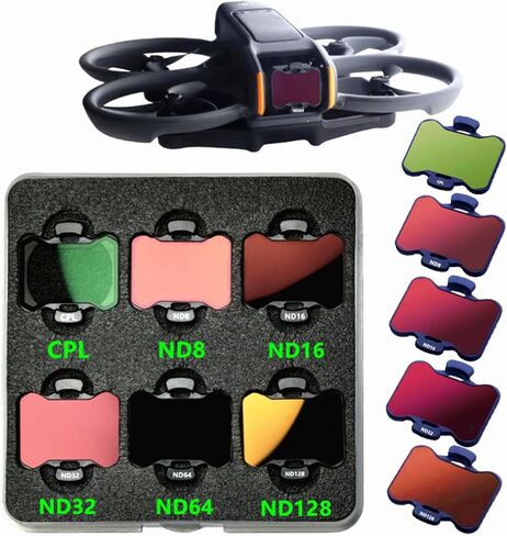 مجموعة فلاتر Avata 2 Drone CPL ND (6 عبوات)، مرشح CPL ND8 ND16 ND32 ND64 ND128 متوافق مع DJI Avata 2، ملحقات الطائرات بدون طيار، HD، طلاء متعدد الطبقات، تصميم خفيف الوزن in Kuwait