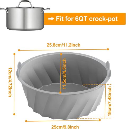 Silicone Slow Cooker Liners, IMAGE Slow Cooker Liners Compatible for Crock Pot 6 QT, 6 Quart Oval Slow Cookers, Reusable BPA Free Leak-proof Dishwasher Safe - Black in Kuwait