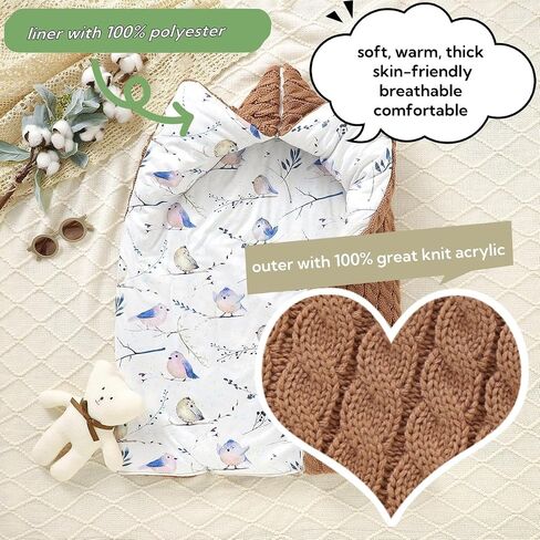 LLmoway Newborn Sleep Sack Baby Swaddle Infant Wrap Knit Blanket Winter Essentials for Boys Girls Warm 0-12Months Beige in Kuwait