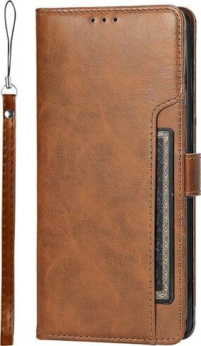 SaharaCase Genuine Leather Folio Wallet Case for Samsung Galaxy S24 - Integrated Kickstand, Full-Grain Genuine Leather, Wallet Compartments - Brown in Saudi Arabia