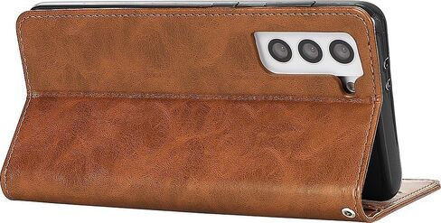 SaharaCase Genuine Leather Folio Wallet Case for Samsung Galaxy S24 - Integrated Kickstand, Full-Grain Genuine Leather, Wallet Compartments - Brown in Saudi Arabia