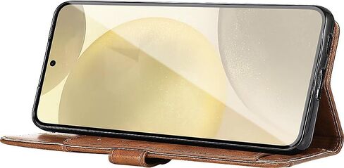SaharaCase Genuine Leather Folio Wallet Case for Samsung Galaxy S24 - Integrated Kickstand, Full-Grain Genuine Leather, Wallet Compartments - Brown in Saudi Arabia