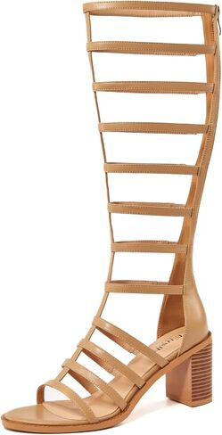 Women's Fashion Open Toe High Boots Comfortable Thick Heel High Top Sandals Gladiator Roman Zipper Sandals in Saudi Arabia