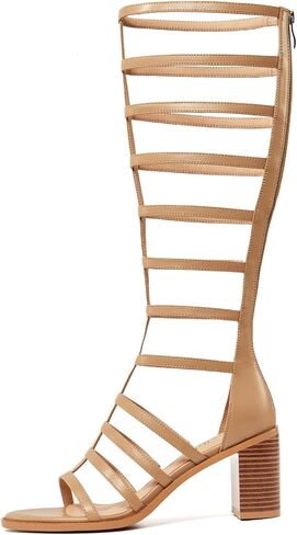 Women's Fashion Open Toe High Boots Comfortable Thick Heel High Top Sandals Gladiator Roman Zipper Sandals in Saudi Arabia