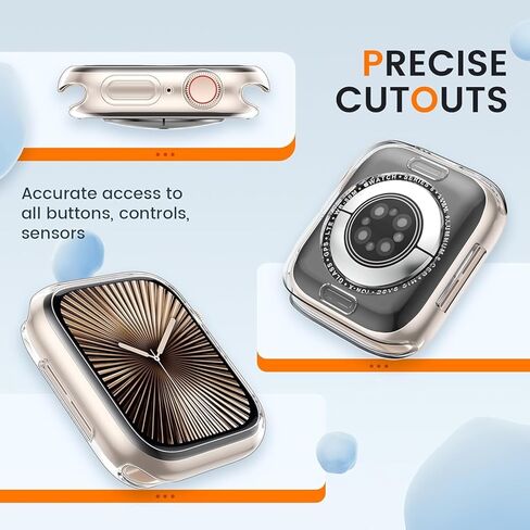 عبوتان من حافظة ممتصة للصدمات لساعة Apple، حافظة رفيعة للغاية وناعمة من مادة TPU مقاومة للصدمات وواقي ممتص للصدمات لملحقات iWatch (بدون واقي شاشة) (أسود + أسود، سلسلة 42 مم 10 (2024)) in Kuwait