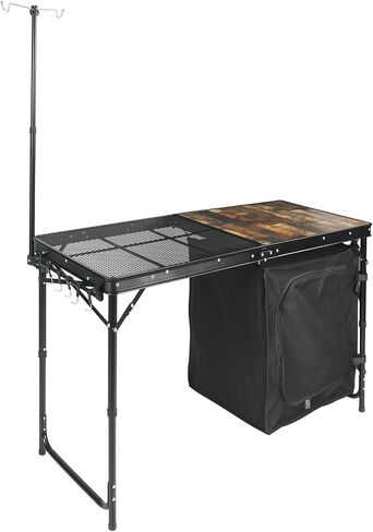 طاولة مطبخ قابلة للطي للتخييم طويلة جدًا من ريدكامب مع منظم تخزين، طاولة شواء قابلة للطي للتخييم ومحطة الطبخ محمولة للحفلات، الفناء، النزهة، أسود in Kuwait