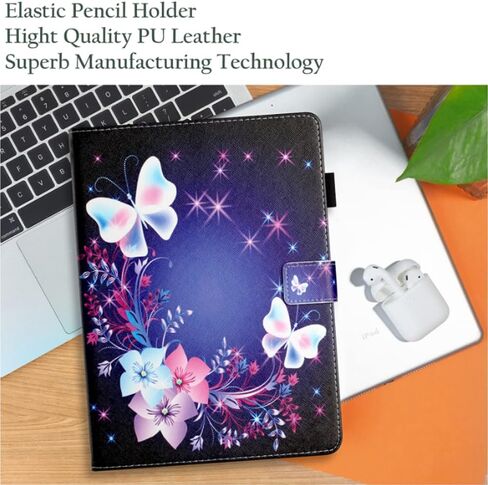 Fancity for iPad 10th Generation Case 2022, for iPad 10.9 Inch Leather Cover with Kickstand Pencil Holder, Folio Magnectic Case with Smart Auto Wake/Sleep for iPad 10th Gen. 2022, Fancy Butterfly in Kuwait