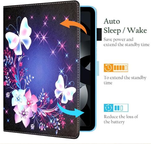 Fancity for iPad 10th Generation Case 2022, for iPad 10.9 Inch Leather Cover with Kickstand Pencil Holder, Folio Magnectic Case with Smart Auto Wake/Sleep for iPad 10th Gen. 2022, Fancy Butterfly in Kuwait
