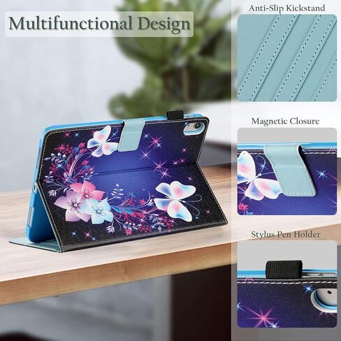 Fancity for iPad 10th Generation Case 2022, for iPad 10.9 Inch Leather Cover with Kickstand Pencil Holder, Folio Magnectic Case with Smart Auto Wake/Sleep for iPad 10th Gen. 2022, Fancy Butterfly in Kuwait