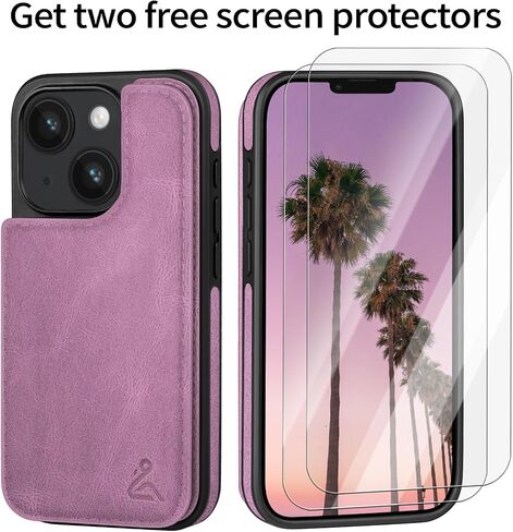 DJDUCK Designed for iPhone 14 Case Wallet with Card Holder, [Magnetic Clasp Cover] [RFID Blocking Leather Protection] Shockproof Women Men Cases 6.1 Inch for Apple 14 Light Brown in Kuwait