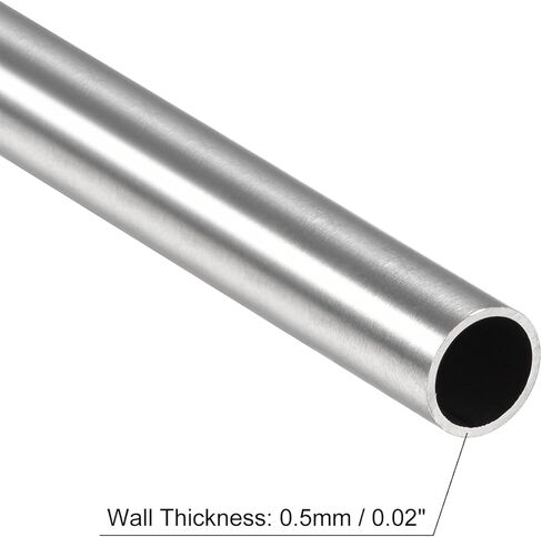 Uxcell 2 قطعة 304 أنبوب من الفولاذ المقاوم للصدأ، OD 11 مم × 0.5 مم جدار سميك 400 مم طول أنابيب معدنية شعرية لآلات الصناعة in Kuwait