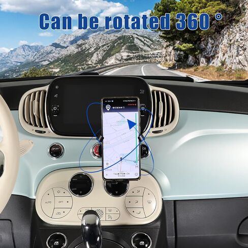 HAPPYHORSE Car Phone Mount Compatible with Fiat 500 2007-2023，Car Center Console Mobile Phone Bracket Phone Holder Phone Mount Mount with Self-Adhesive Base Accessories (Style C) in Kuwait