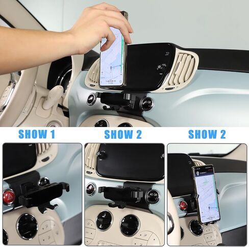 HAPPYHORSE Car Phone Mount Compatible with Fiat 500 2007-2023，Car Center Console Mobile Phone Bracket Phone Holder Phone Mount Mount with Self-Adhesive Base Accessories (Style C) in Kuwait