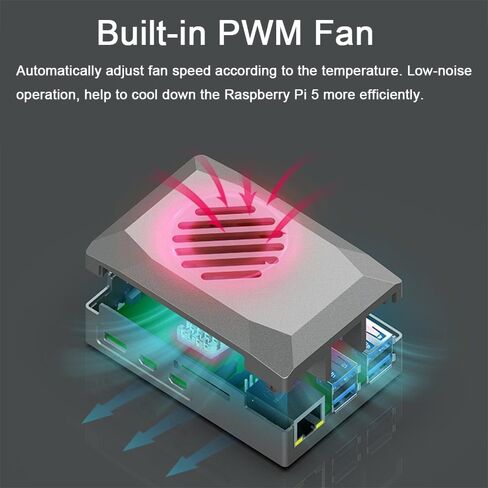 حافظة لجهاز Raspberry Pi 5، حافظة Pi 5 مع مروحة تبريد PWM in Saudi Arabia