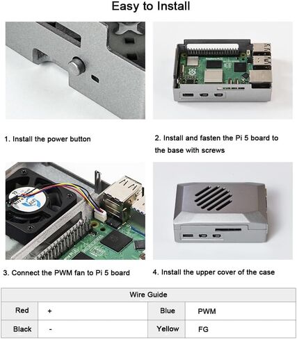 حافظة لجهاز Raspberry Pi 5، حافظة Pi 5 مع مروحة تبريد PWM in Saudi Arabia