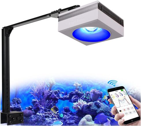 PopBloom WiFi Aquarium LED 100W Reef Light, APP Program Full Spectrum Marine Aquarium Light for SPS/LPS Coral Reef Growing Saltwater Fish Tanks (1 lamp with Hang Kit) in Saudi Arabia